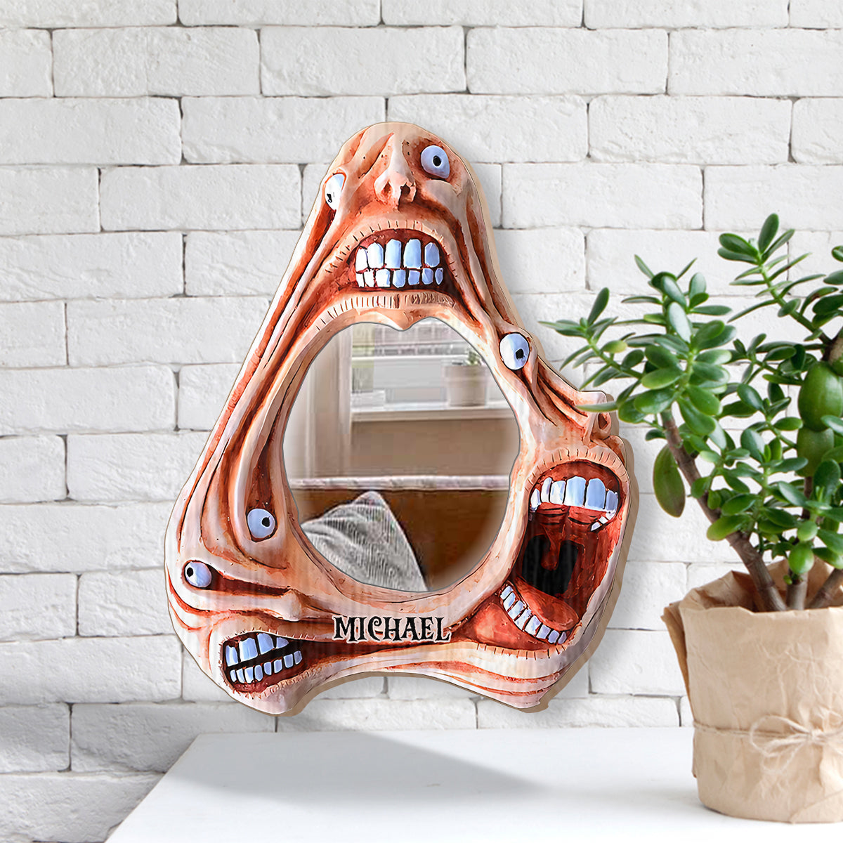 Miroir mural d'Halloween personnalisé avec des visages effrayants