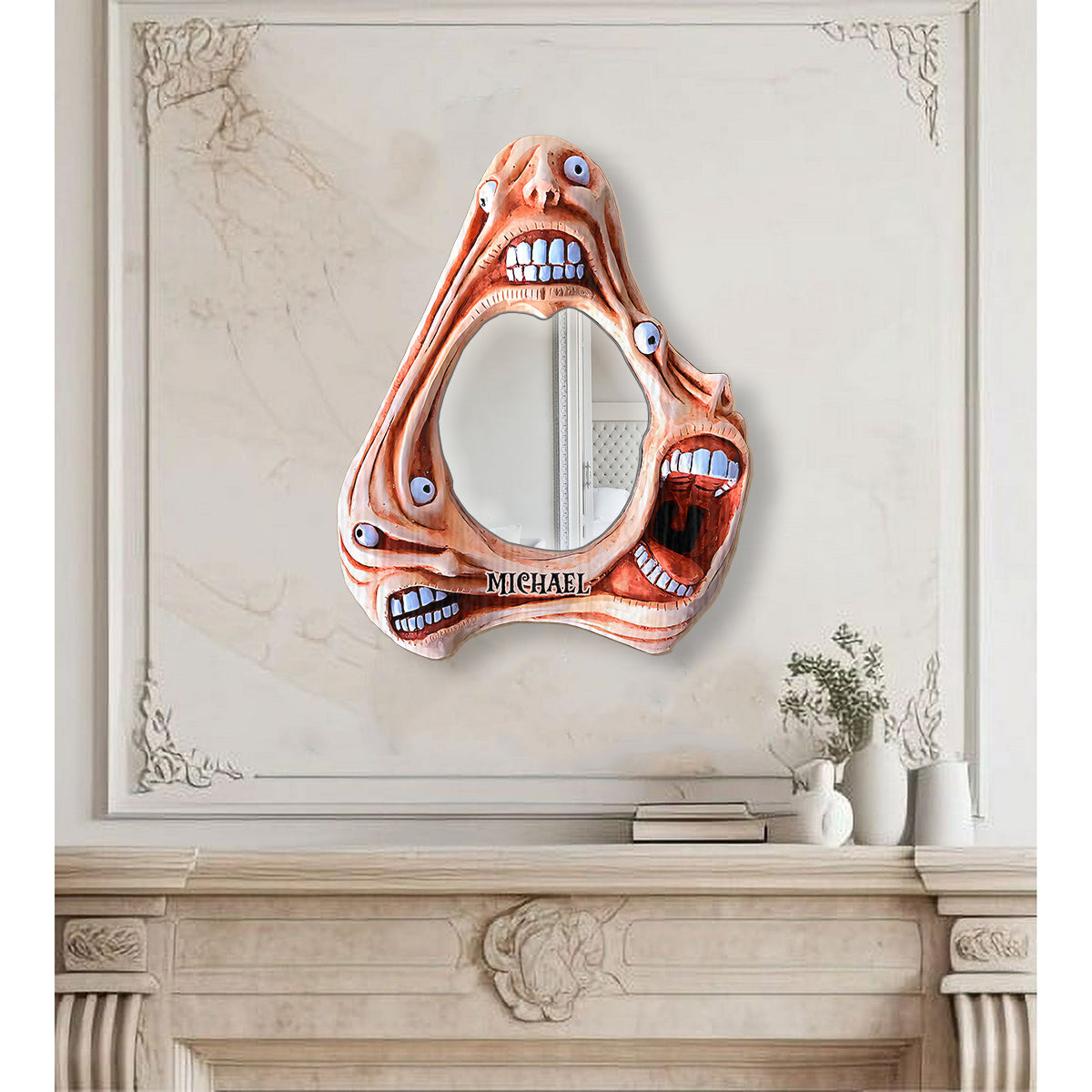 Miroir mural d'Halloween personnalisé avec des visages effrayants