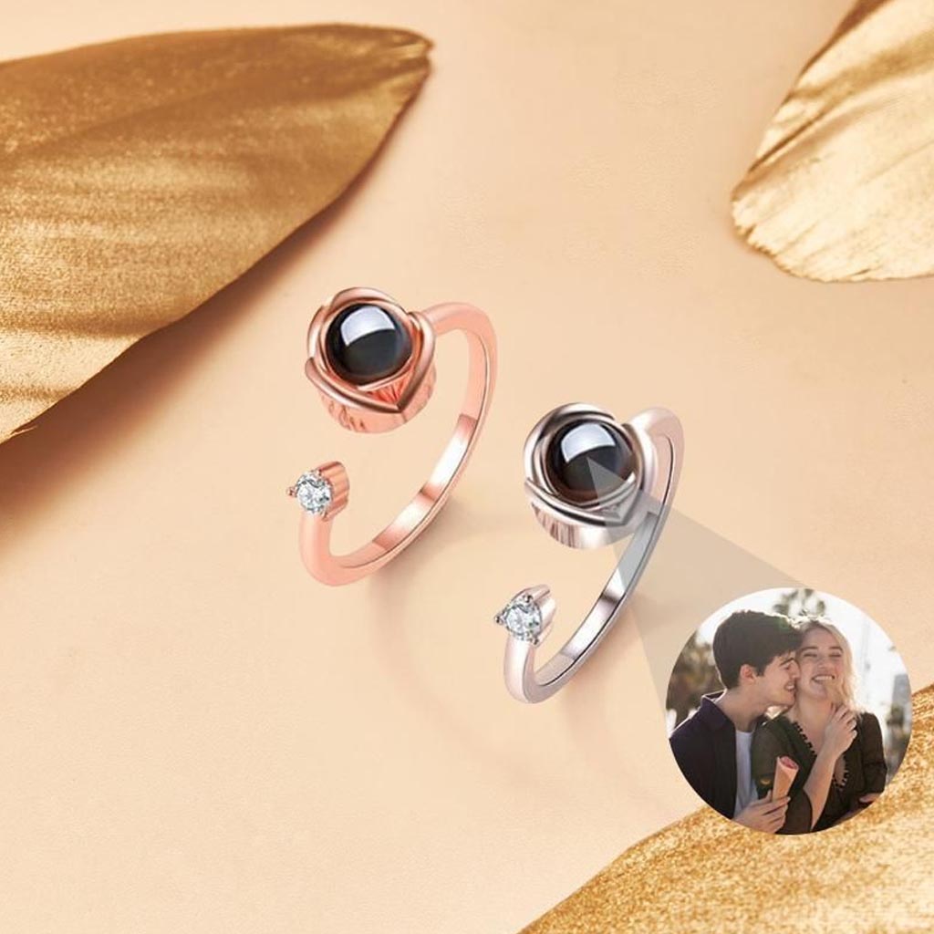 Boîte à roses éternelles rotative personnalisée pour couple avec bijoux - Noms personnalisés - Coffret à roses éternelles rotatif avec bijoux