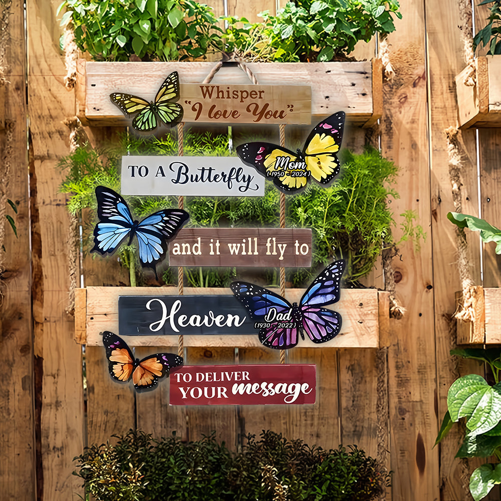 Whisper To A Butterfly - Personalized Memorial Pallet Wood Sign