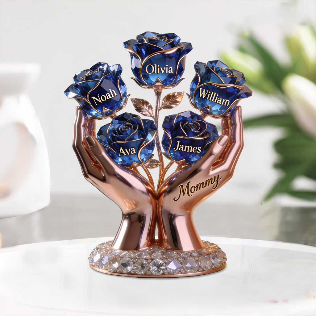 Bouquet de Fleurs Maman - Plaque Acrylique Personnalisée en Forme de Maman