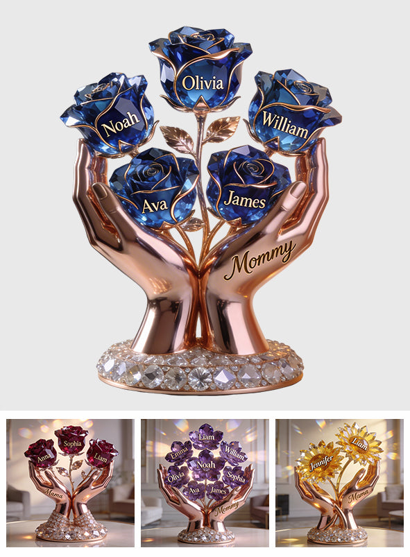 Bouquet de Fleurs Maman - Plaque Acrylique Personnalisée en Forme de Maman