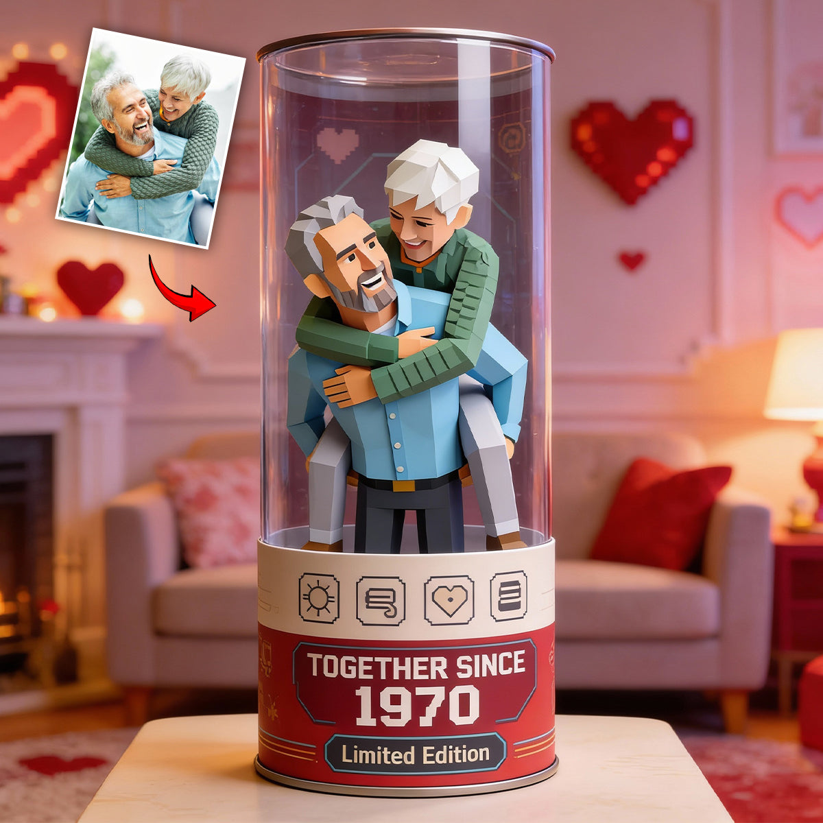 Je t'aime - Plaque acrylique personnalisée pour couple, forme sur mesure