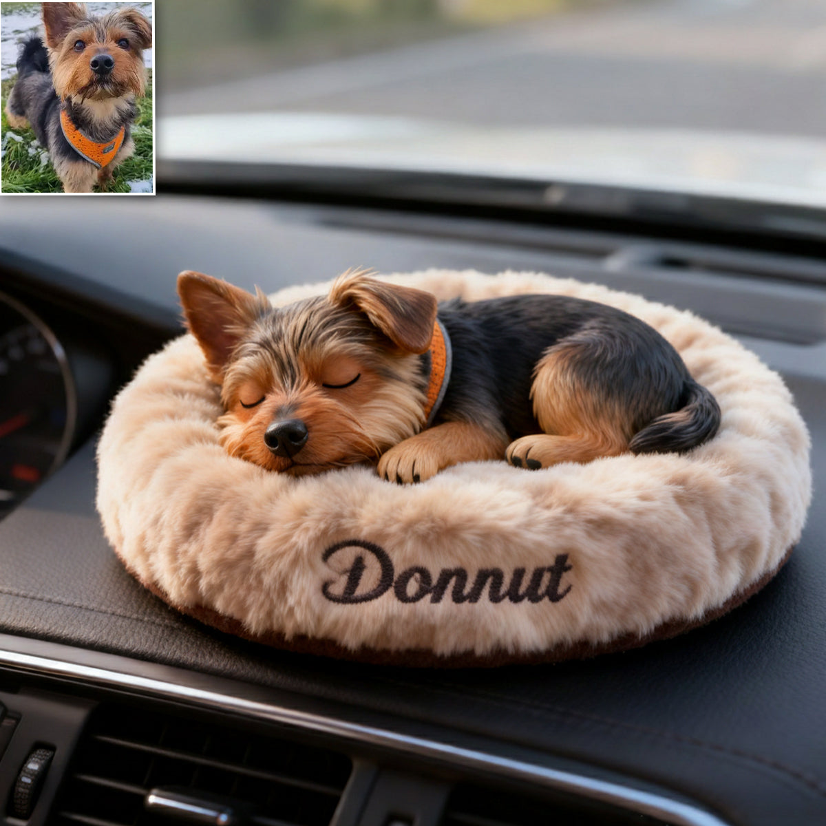 Plaque personnalisée pour tableau de bord de voiture « Chien endormi paisible »