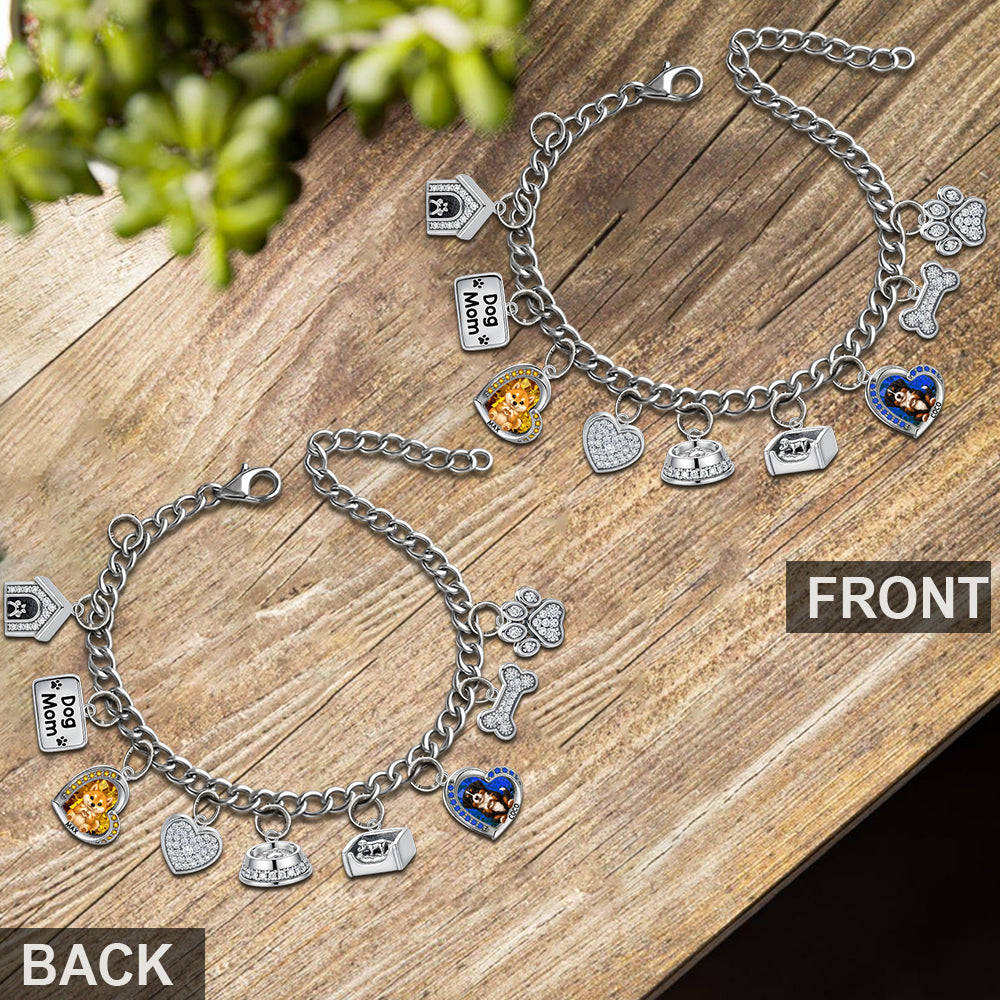 Puppy/ Kitty Makes Heart Hands - Personalized Dog Bracelet With Charms