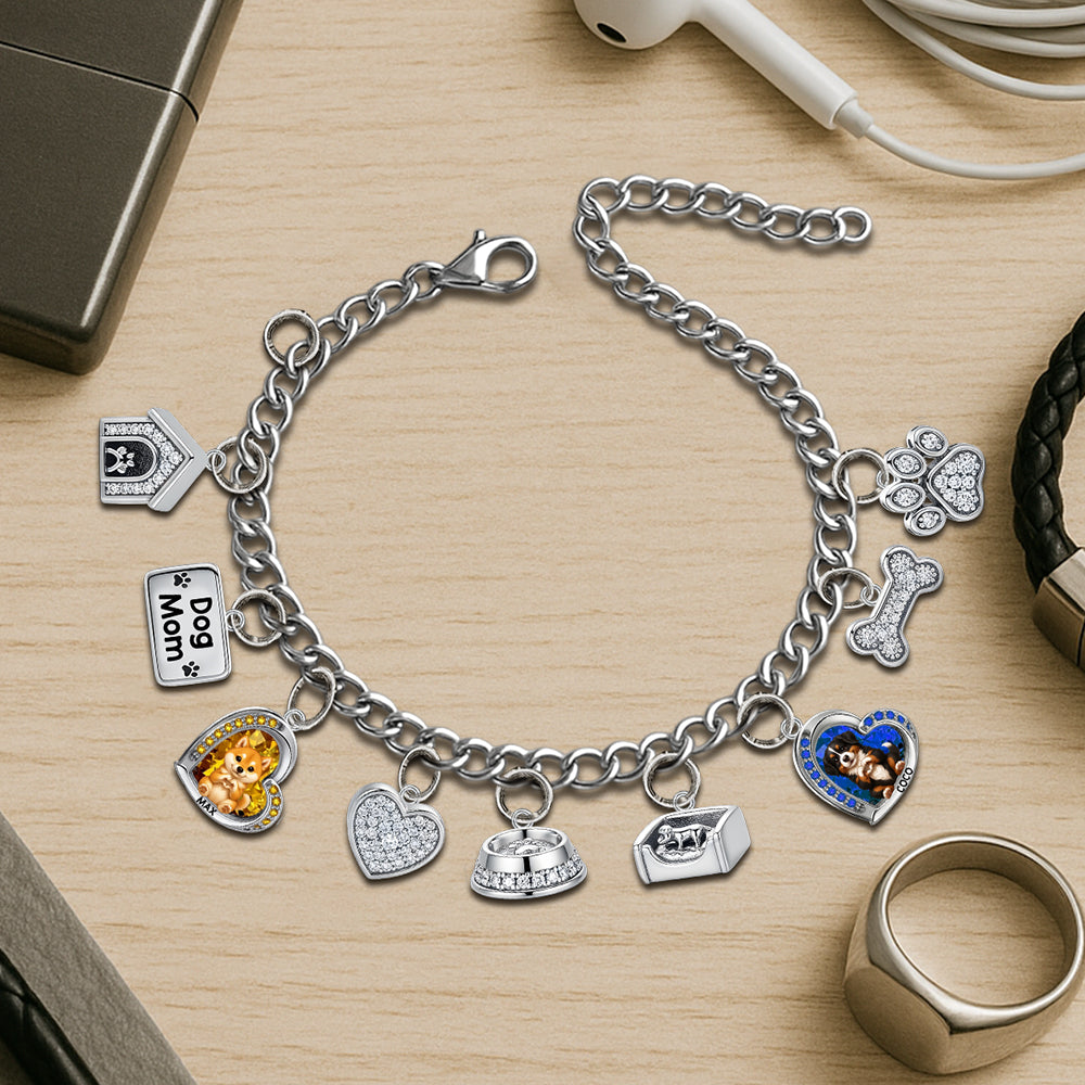 Puppy/ Kitty Makes Heart Hands - Personalized Dog Bracelet With Charms