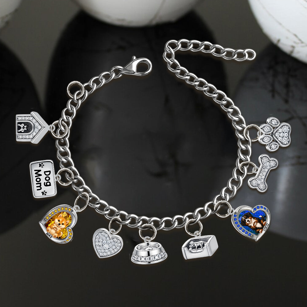 Puppy/ Kitty Makes Heart Hands - Personalized Dog Bracelet With Charms