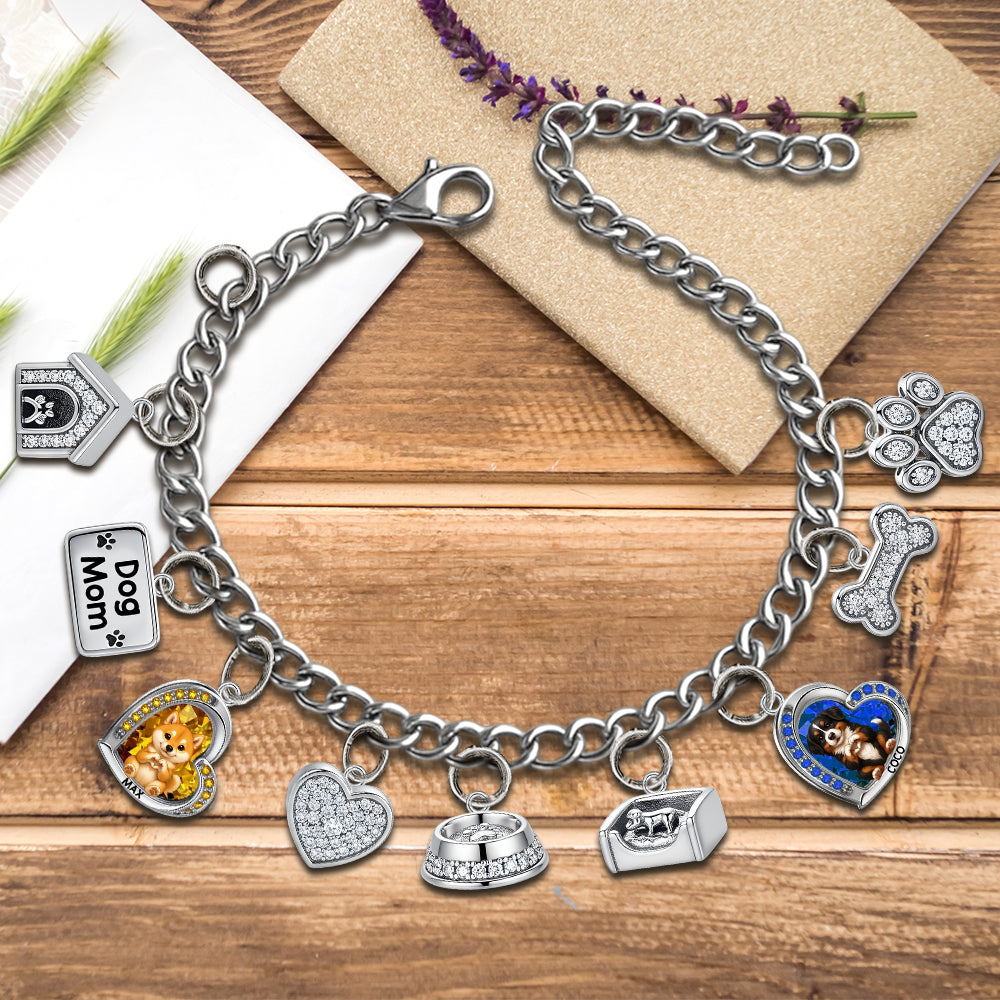 Puppy/ Kitty Makes Heart Hands - Personalized Dog Bracelet With Charms