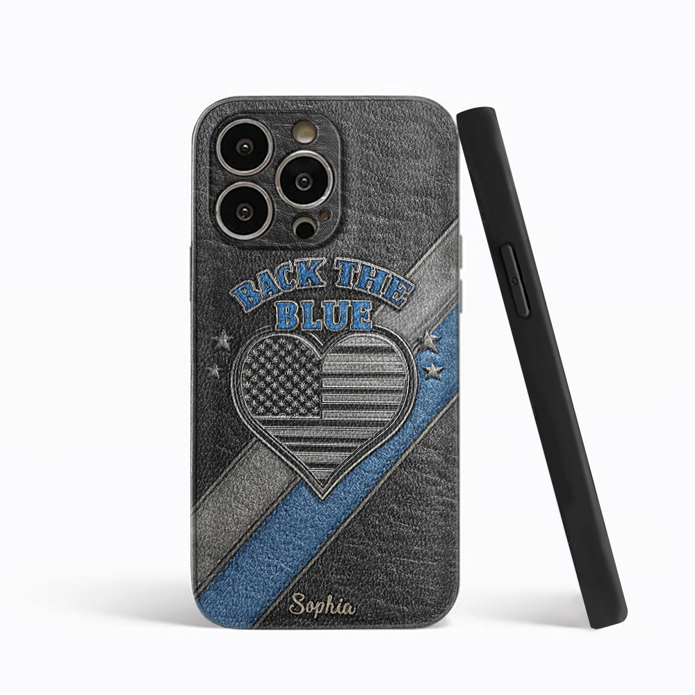 Back the Blue - Personalized Police Officer Leather Phone Case