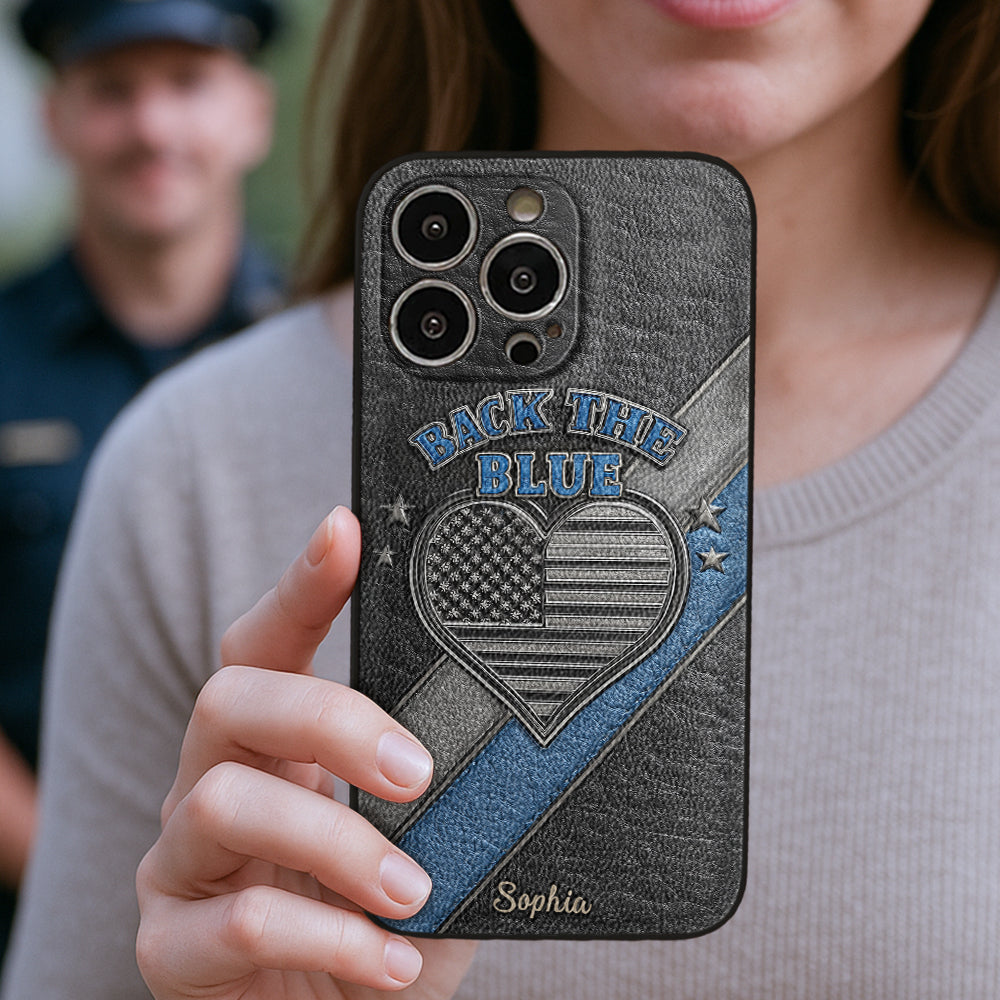 Back the Blue - Personalized Police Officer Leather Phone Case