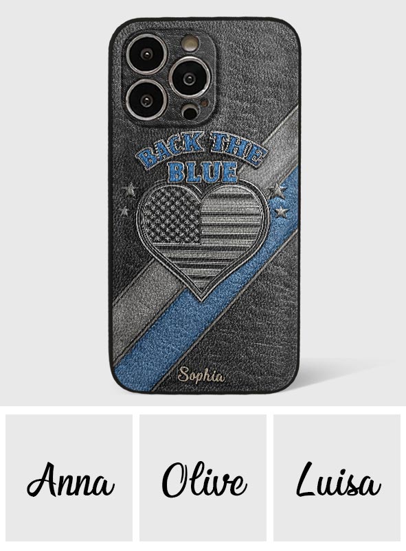 Back the Blue - Personalized Police Officer Leather Phone Case