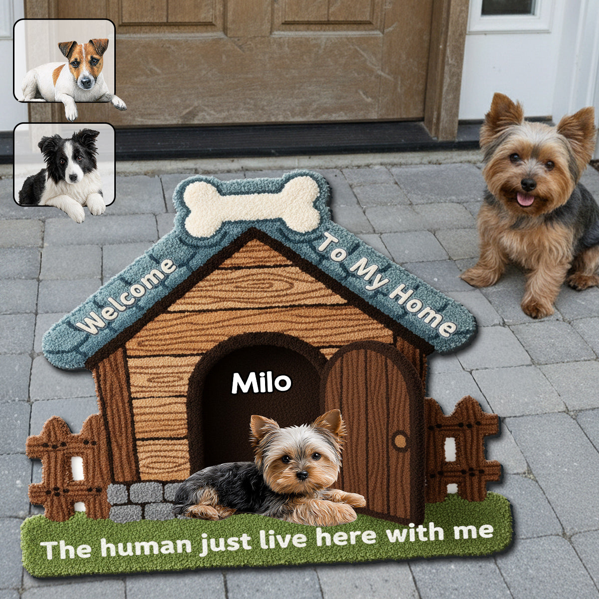 Bienvenue chez moi - Tapis touffeté antidérapant personnalisé pour chien