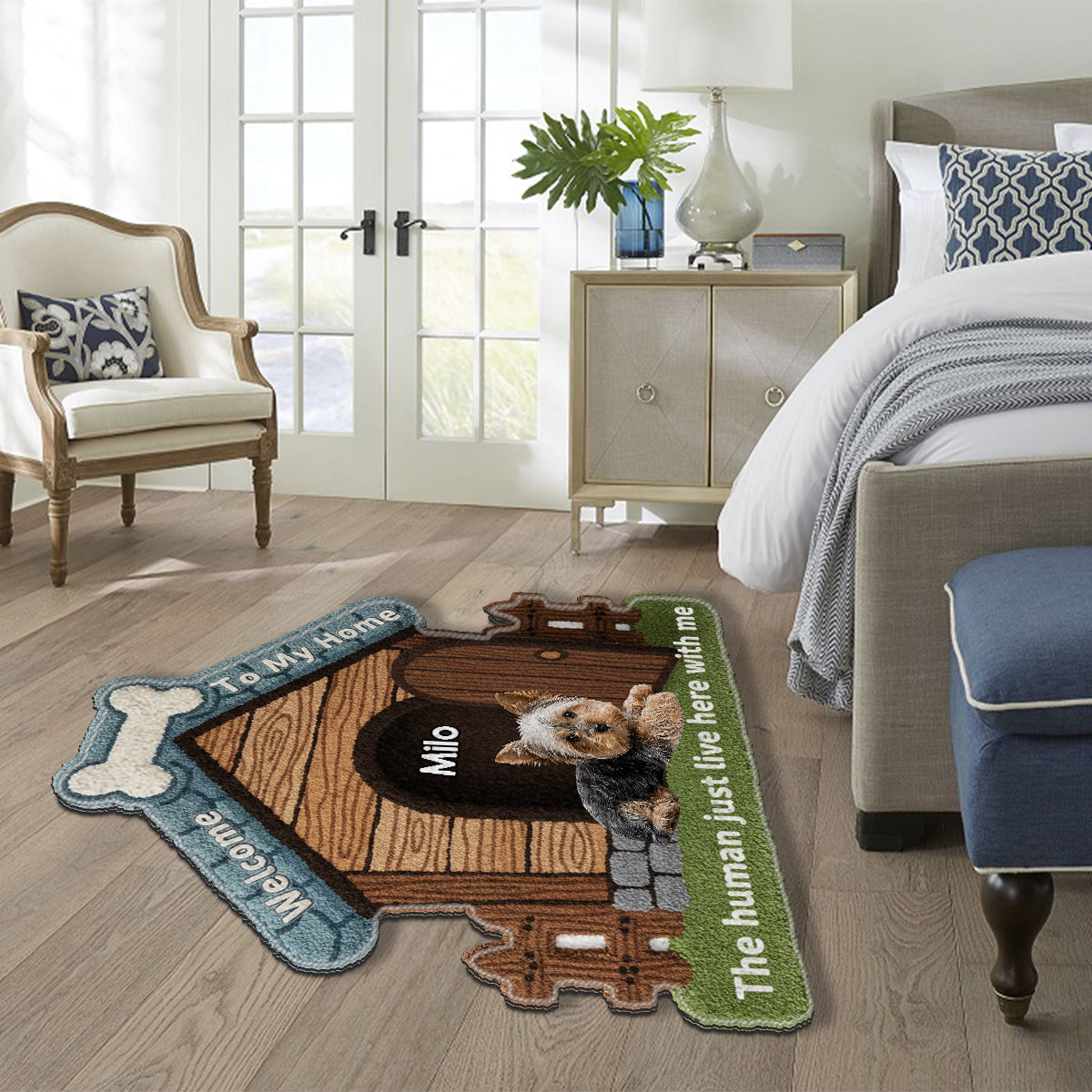 Bienvenue chez moi - Tapis touffeté antidérapant personnalisé pour chien