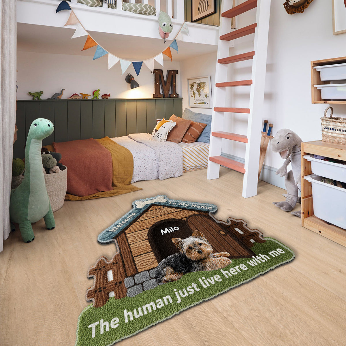 Bienvenue chez moi - Tapis touffeté antidérapant personnalisé pour chien