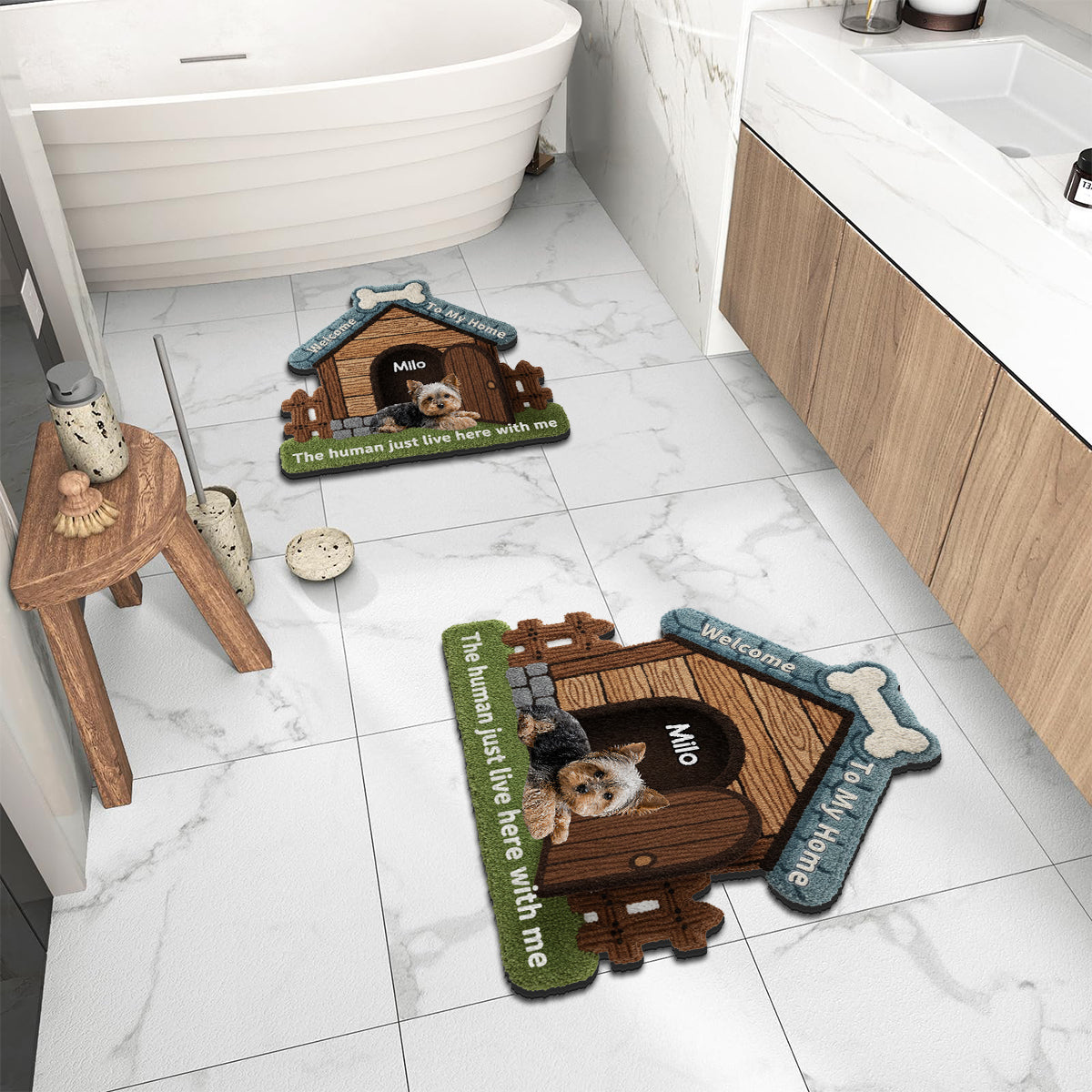 Bienvenue chez moi - Tapis touffeté antidérapant personnalisé pour chien