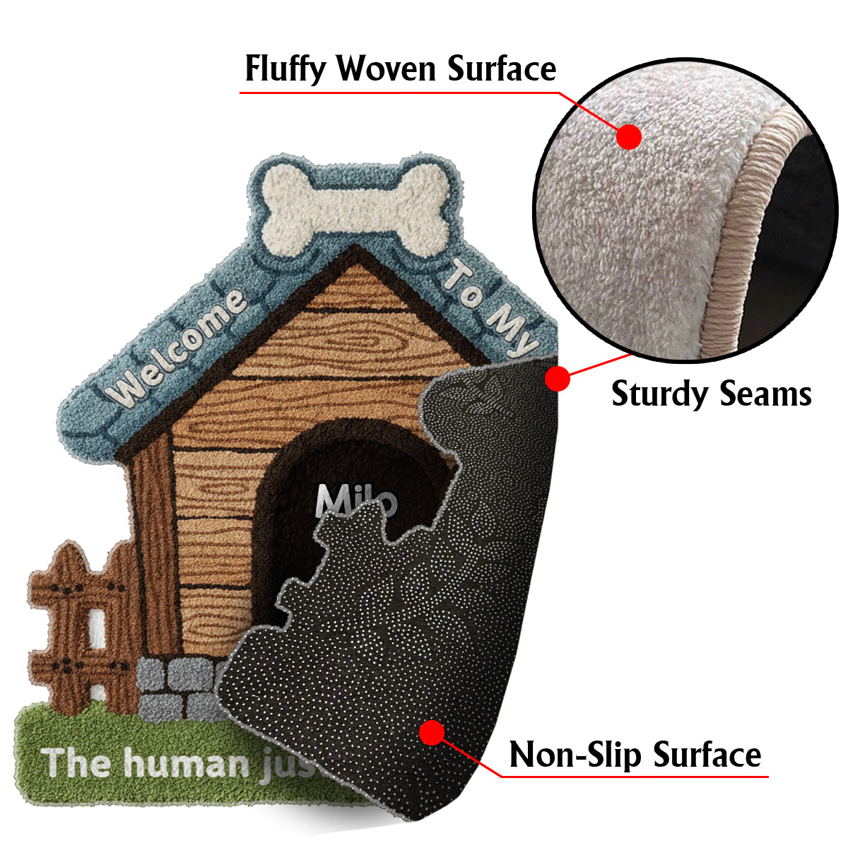 Bienvenue chez moi - Tapis touffeté antidérapant personnalisé pour chien