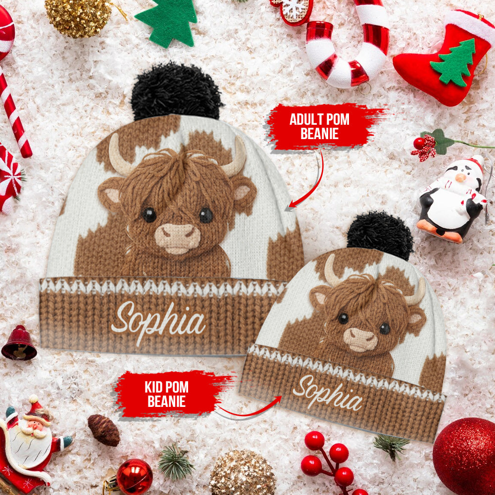 Cute Highland Cow - Personalized Highland Cow Beanie Hat