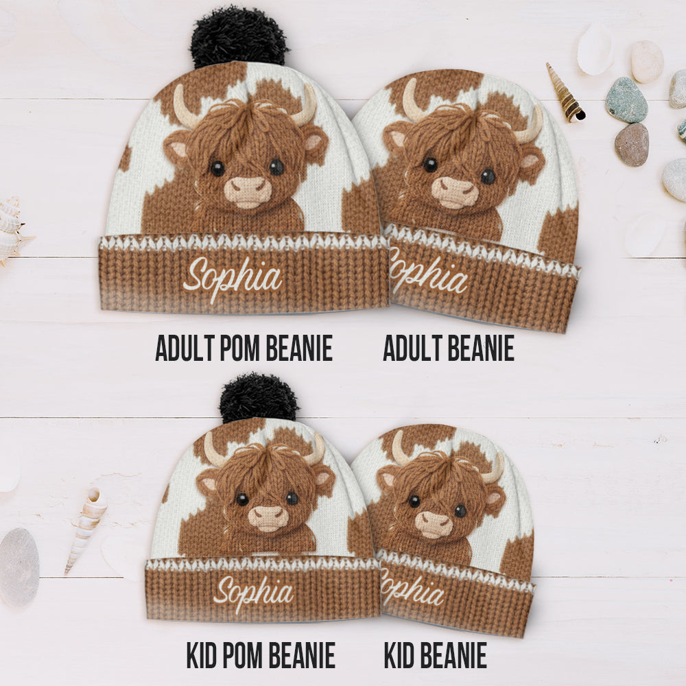 Cute Highland Cow - Personalized Highland Cow Beanie Hat