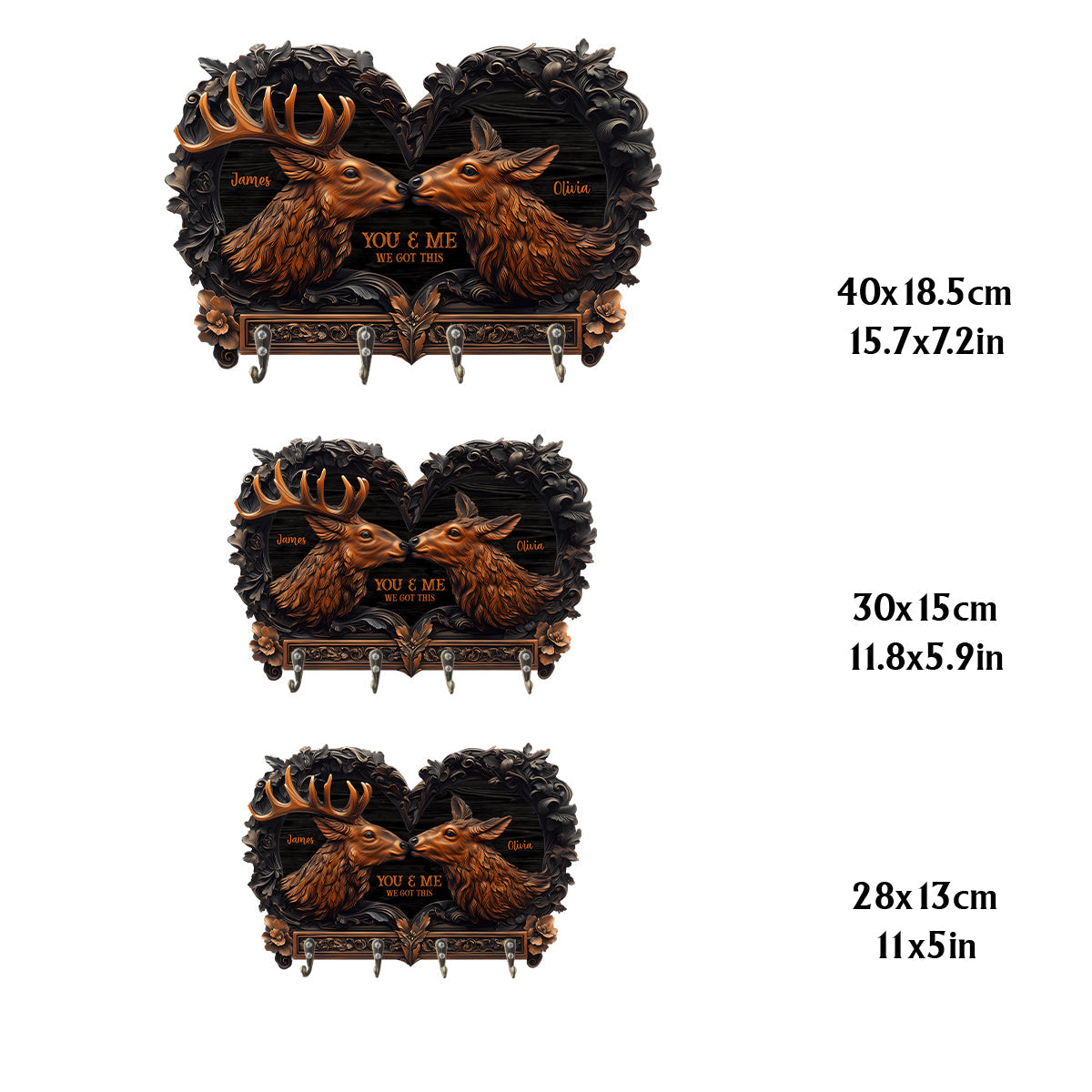 Toi et moi - Porte-clés de chasse personnalisé en forme de pièce unique