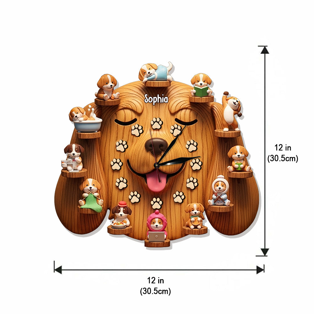 Horloge murale lumineuse LED personnalisée avec chiens mignons