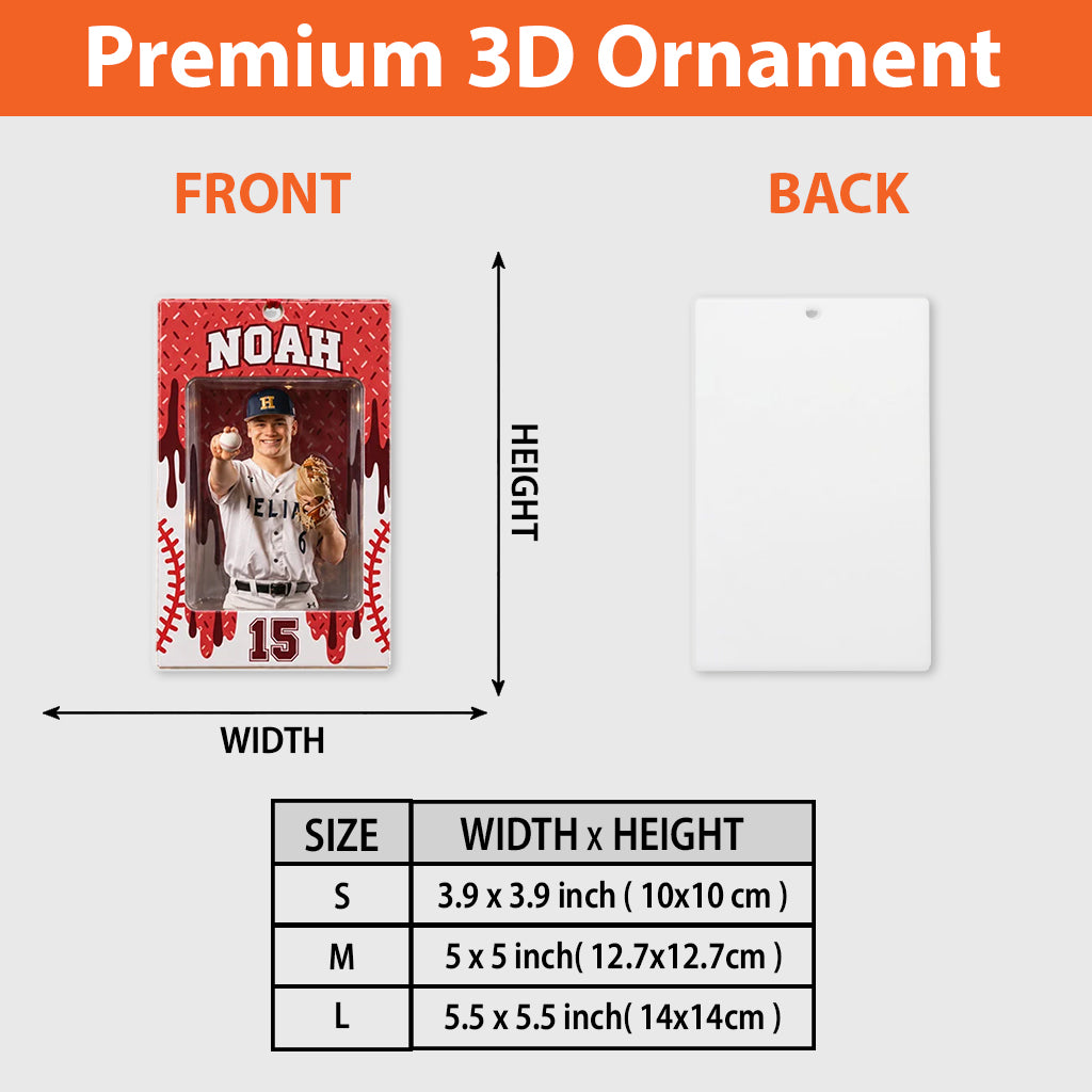 Amour du Baseball - Ornement 3D Premium Personnalisé