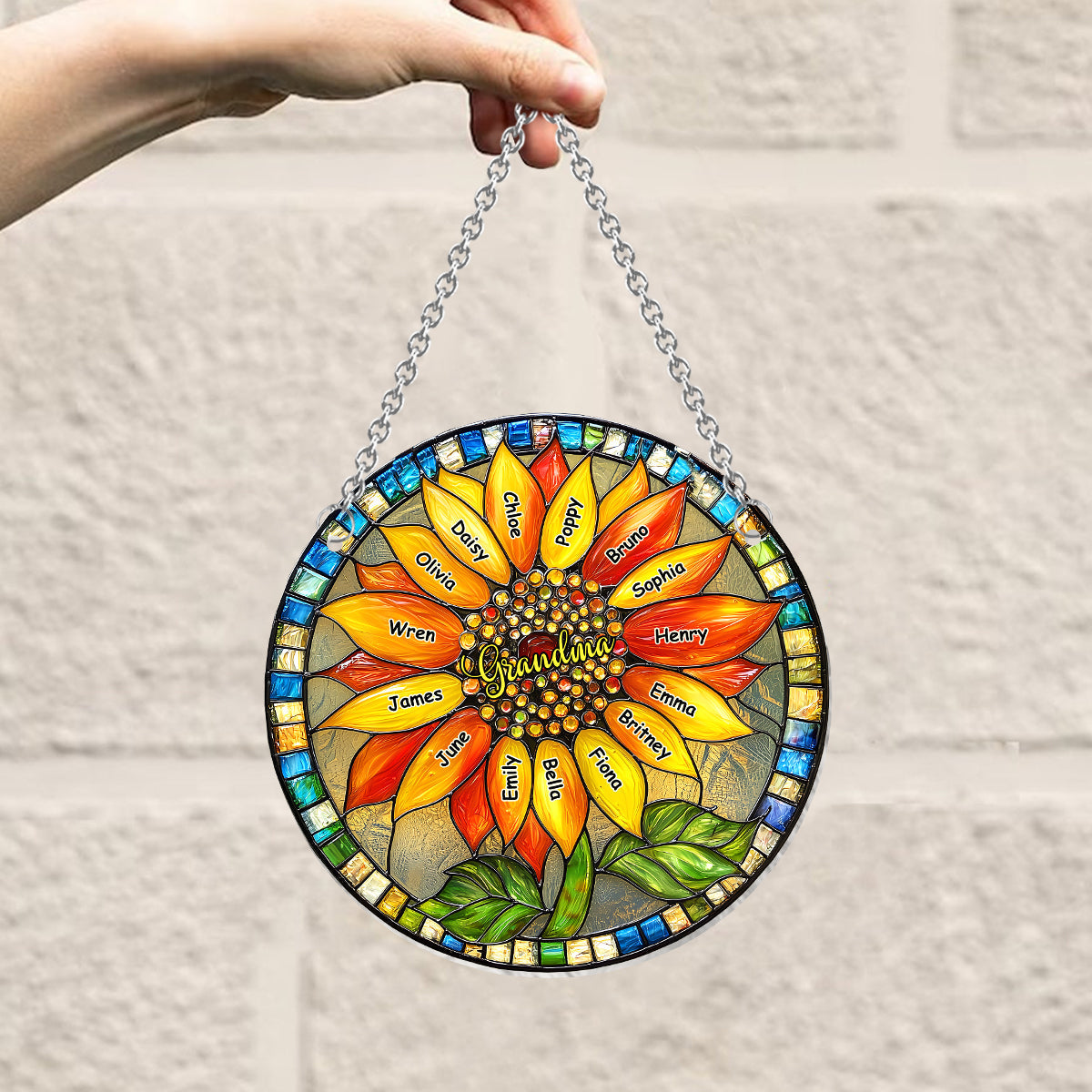 Tournesol pour grand-mère/maman - Décoration attrape-soleil personnalisée à suspendre à la fenêtre