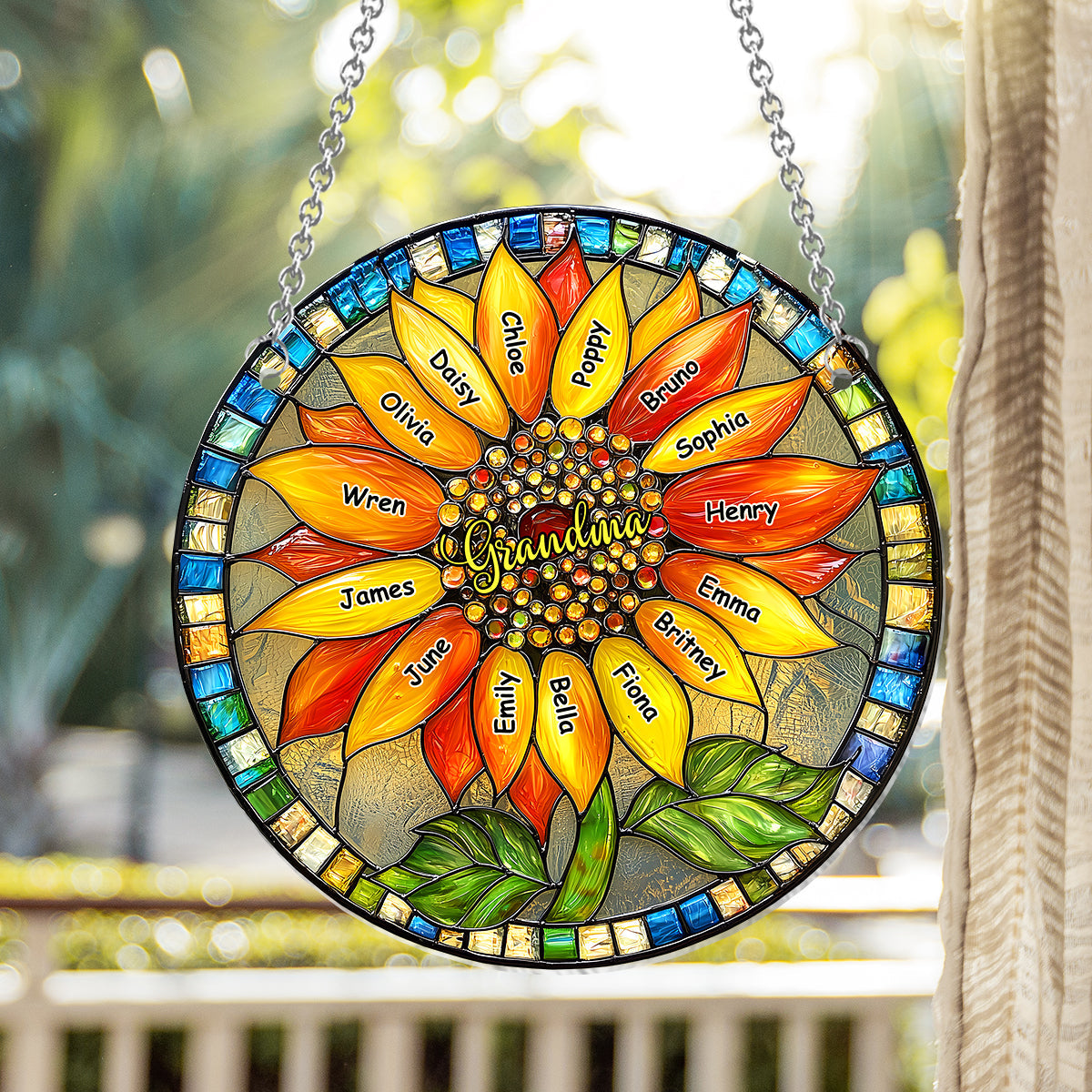 Tournesol pour grand-mère/maman - Décoration attrape-soleil personnalisée à suspendre à la fenêtre