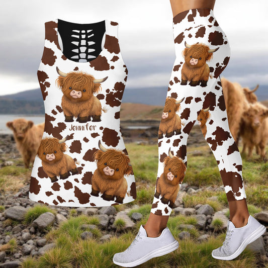Adorables vaches des Highlands - Débardeur et legging personnalisés à motif vache des Highlands