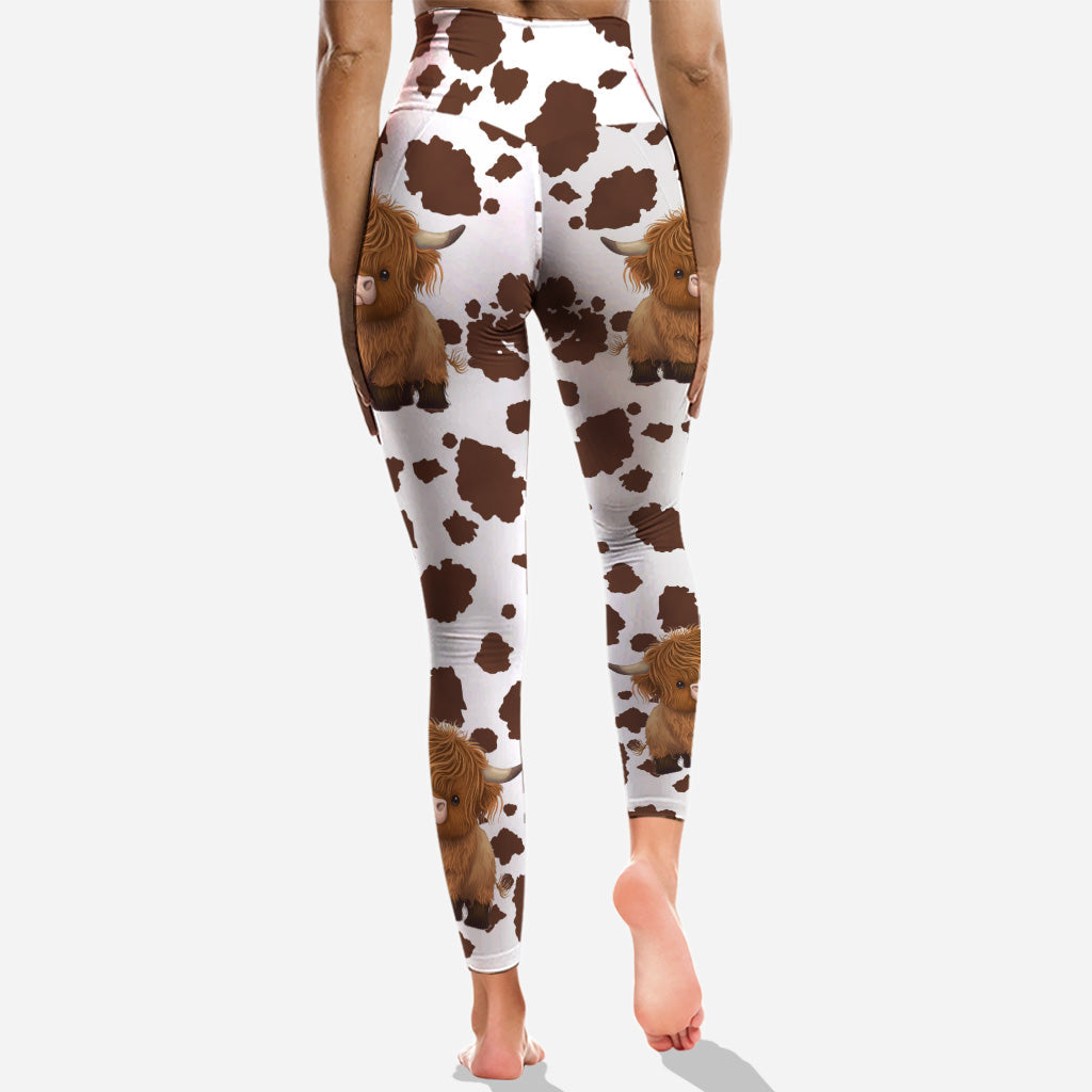 Adorables vaches des Highlands - Débardeur et legging personnalisés à motif vache des Highlands