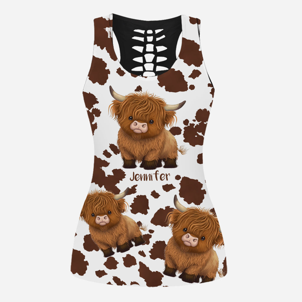 Adorables vaches des Highlands - Débardeur et legging personnalisés à motif vache des Highlands