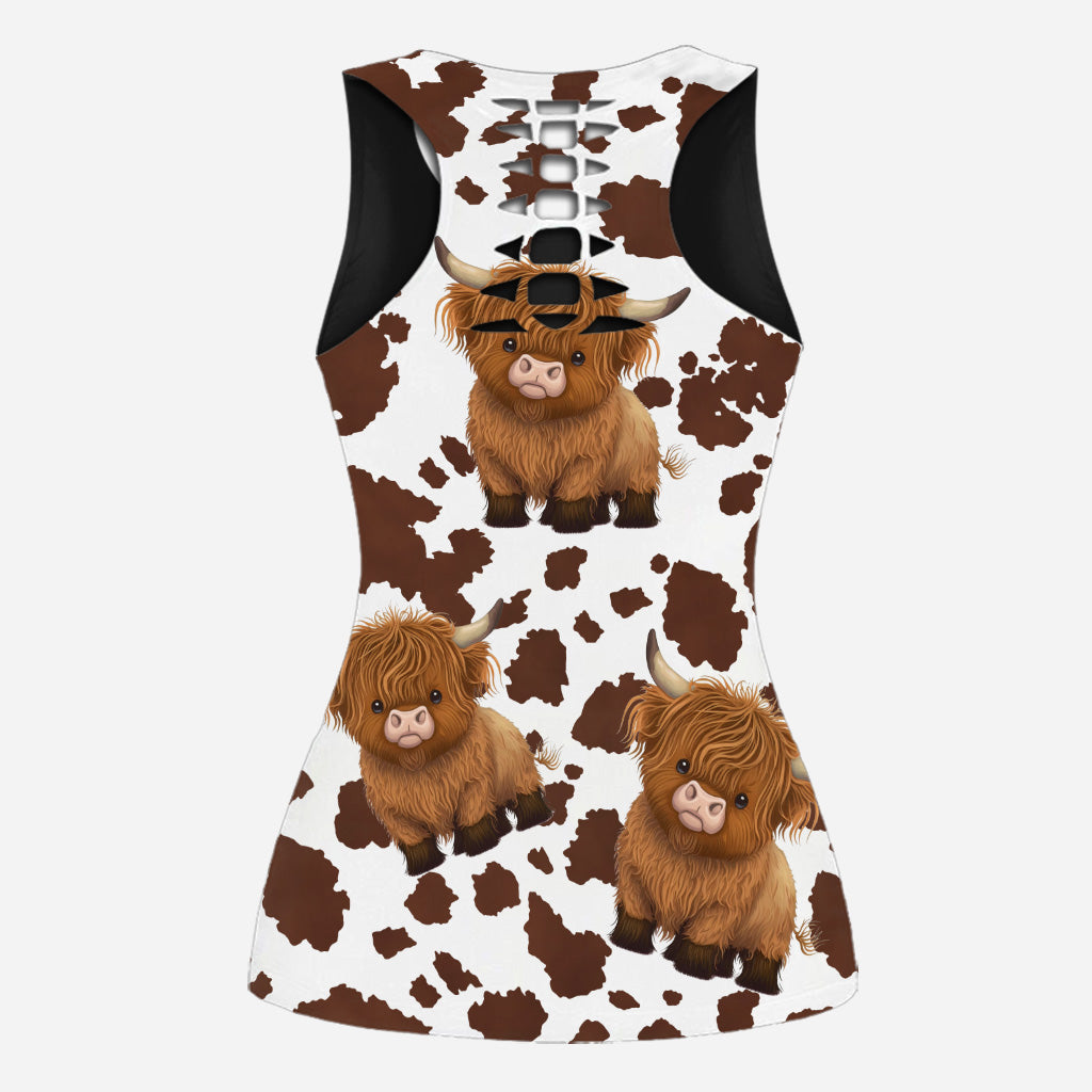 Adorables vaches des Highlands - Débardeur et legging personnalisés à motif vache des Highlands