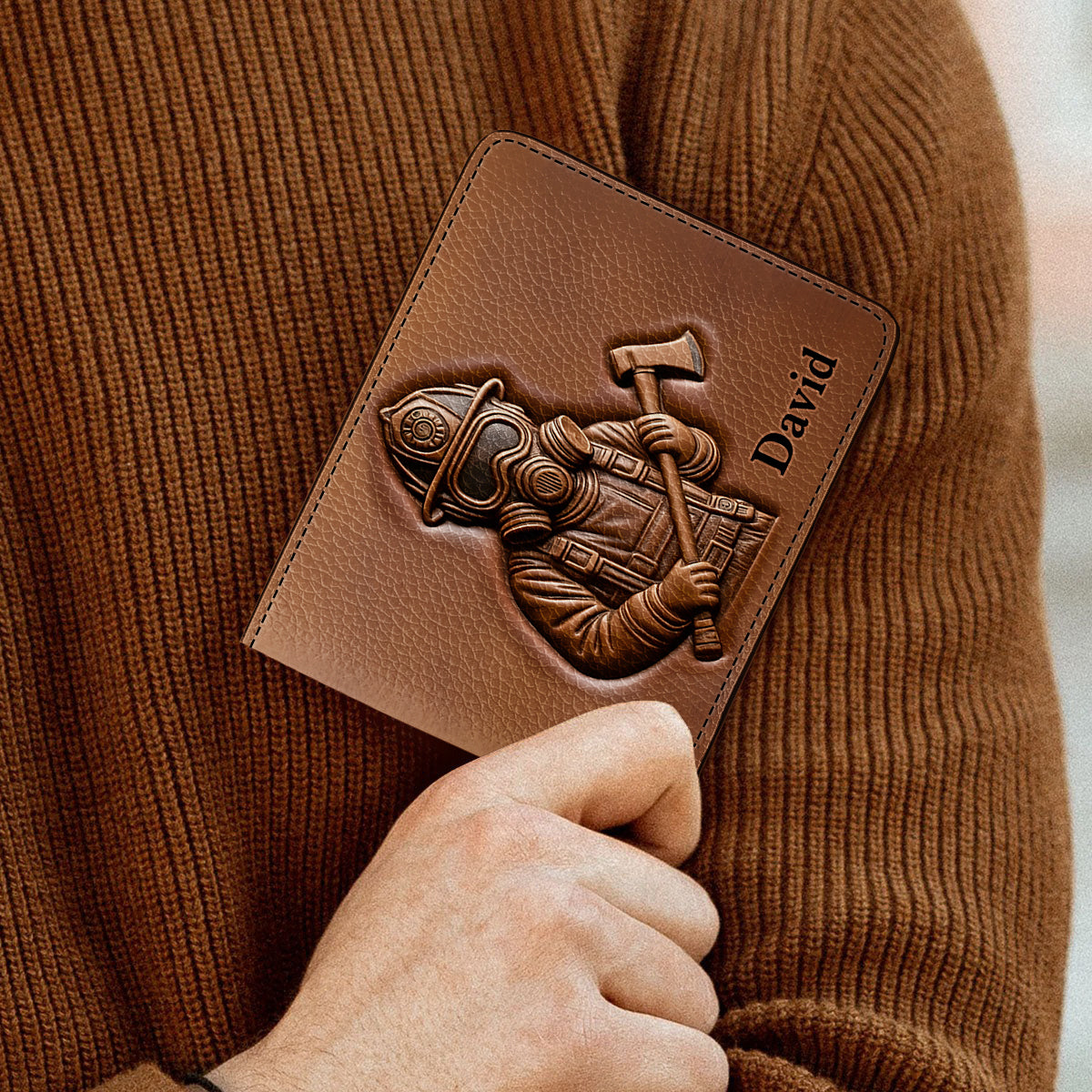 Fier d'appartenir au service des pompiers - Portefeuille en cuir personnalisé pour pompiers