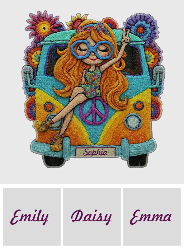 Tapis Hippie Girl - Tapis touffeté antidérapant personnalisé