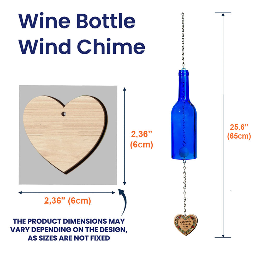 Écoutez le vent et pensez à moi - Carillon éolien personnalisé en forme de bouteille de vin commémorative