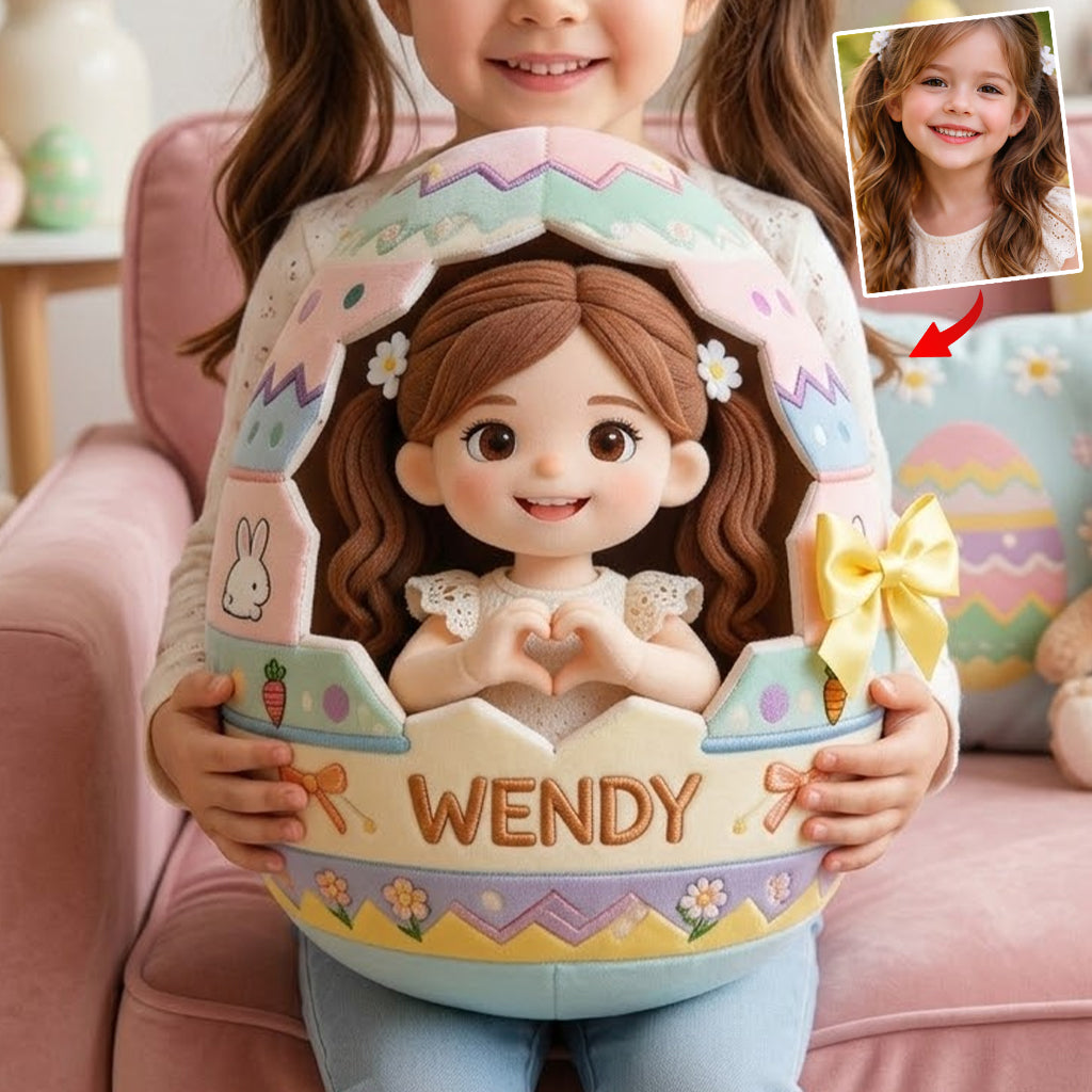 Custom Any Photo Peeking Kid Easter's Egg - Personalized Kid Premium Faux Fur Pillow