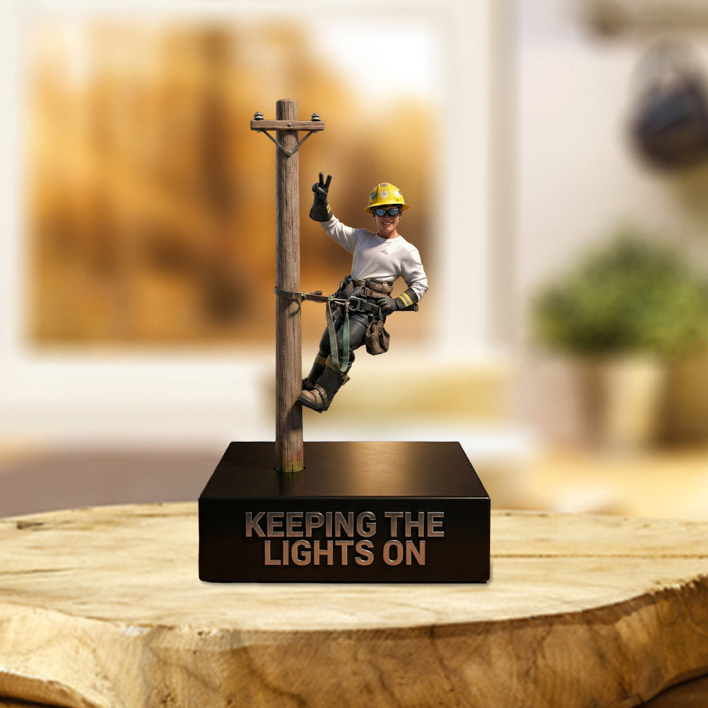 Monteur de lignes en escalade - Plaque acrylique personnalisée en forme de monteur de lignes