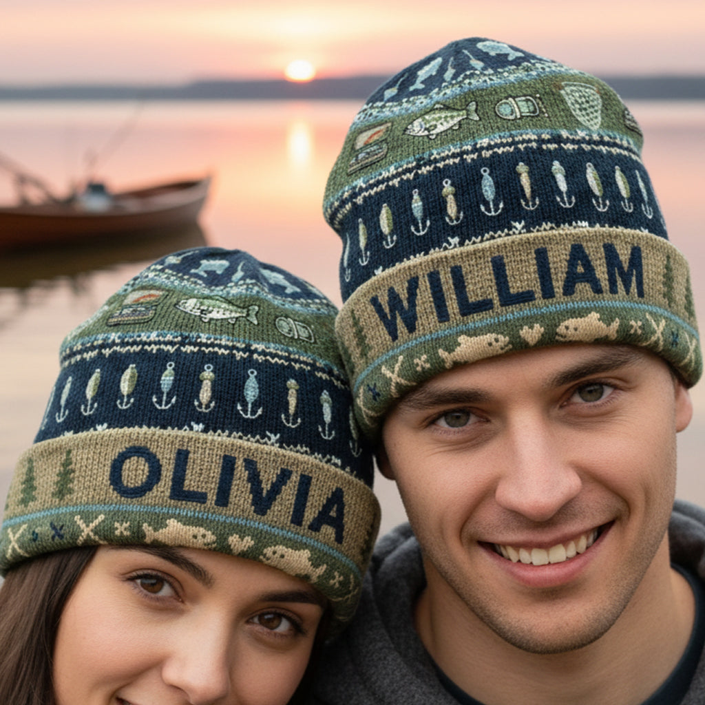 Hooked on Fishing and You - Personalized Fishing Beanie Hat