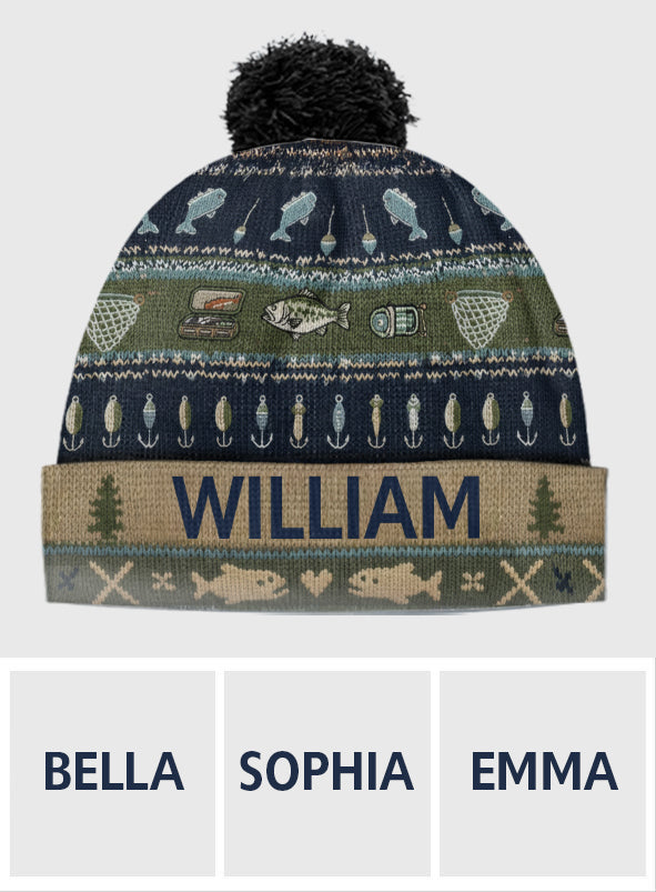 Hooked on Fishing and You - Personalized Fishing Beanie Hat