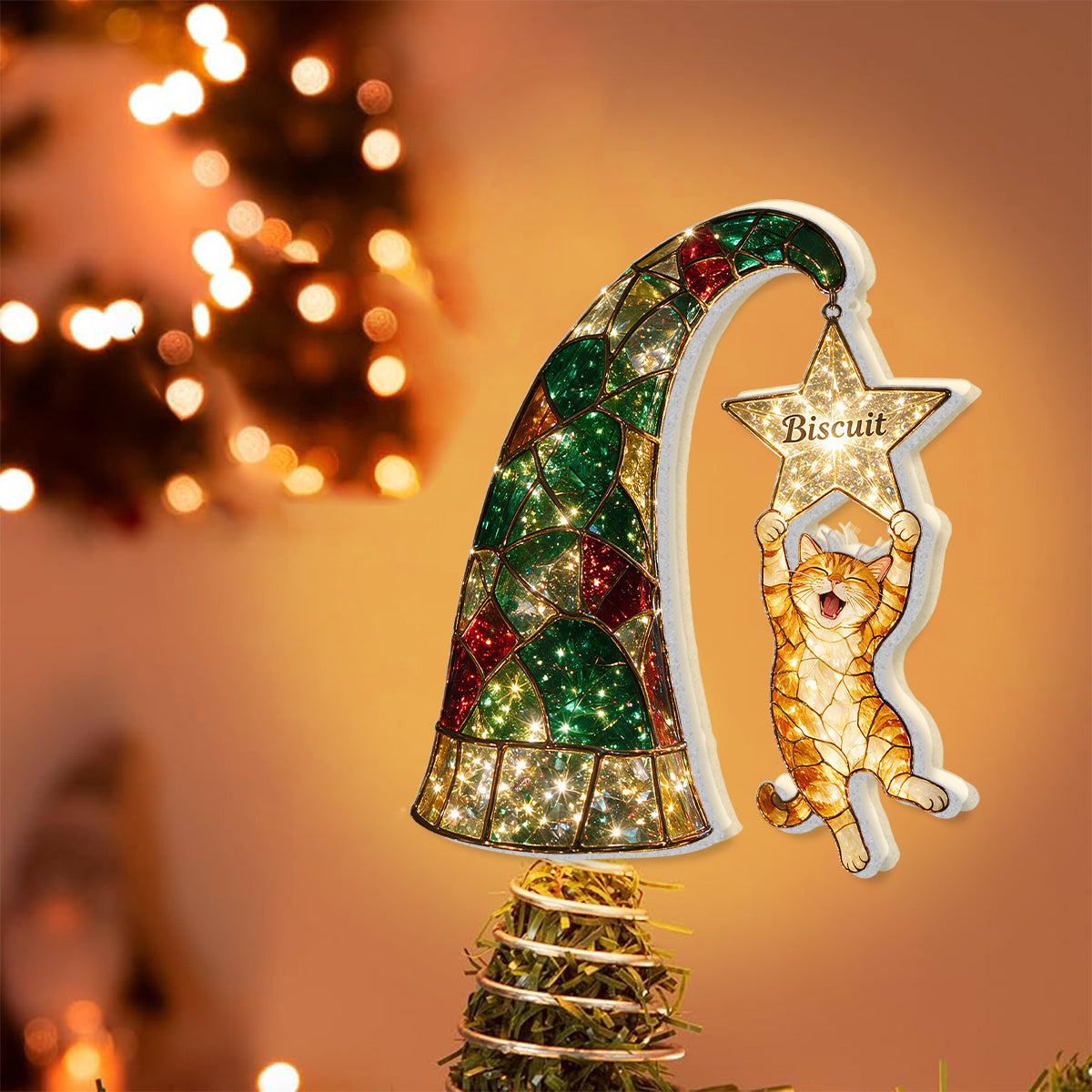 Troublemaker - Personalized Cat LED Light Tree Topper