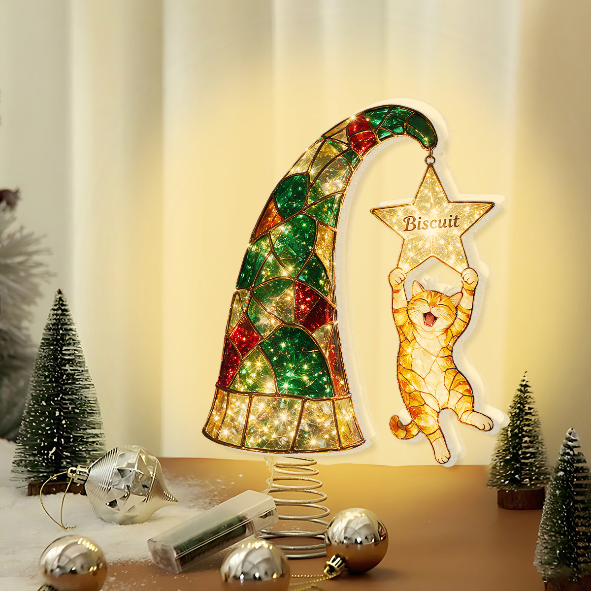 Troublemaker - Personalized Cat LED Light Tree Topper