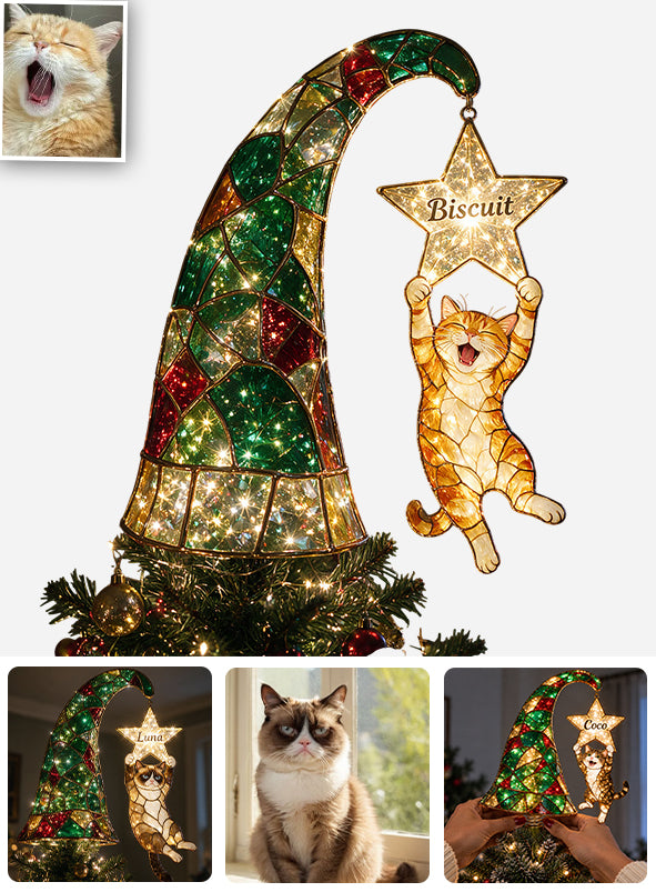 Troublemaker - Personalized Cat LED Light Tree Topper