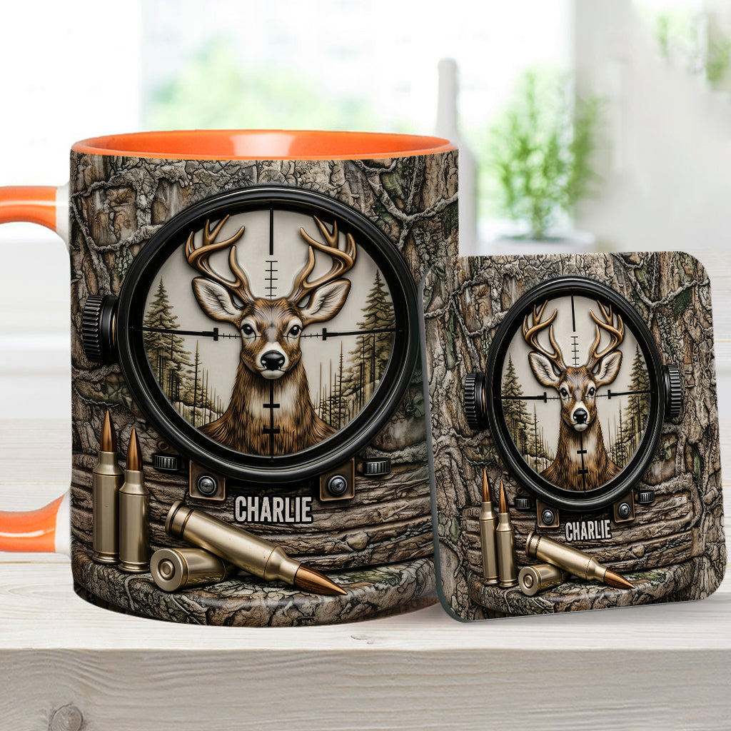 Chasse au cerf, cadeau pour chasseur - Mug et sous-verre personnalisés sur le thème de la chasse