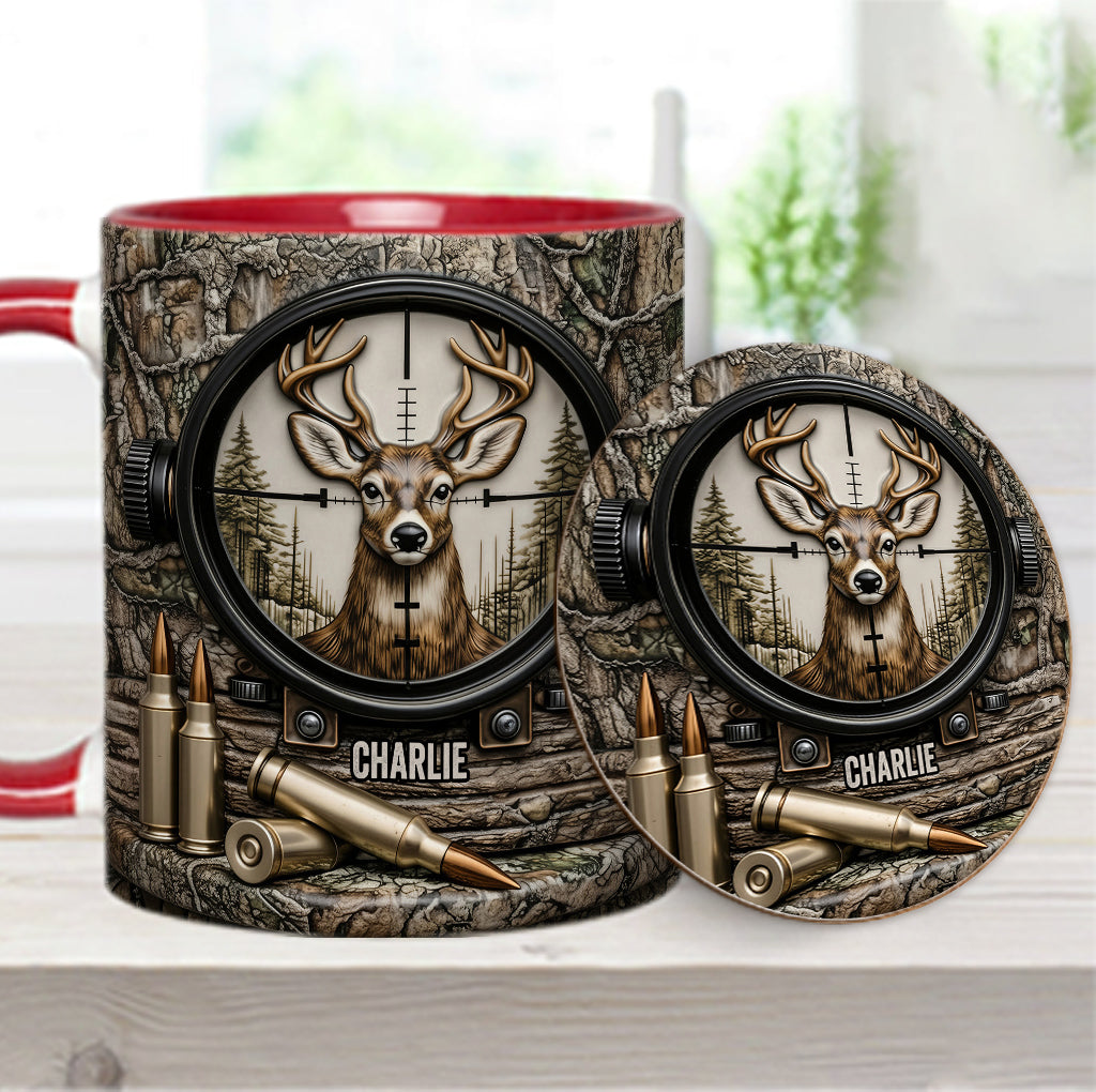 Chasse au cerf, cadeau pour chasseur - Mug et sous-verre personnalisés sur le thème de la chasse
