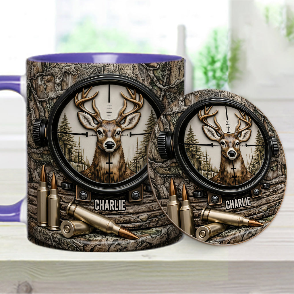 Chasse au cerf, cadeau pour chasseur - Mug et sous-verre personnalisés sur le thème de la chasse