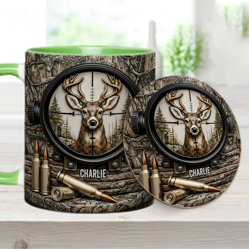 Chasse au cerf, cadeau pour chasseur - Mug et sous-verre personnalisés sur le thème de la chasse