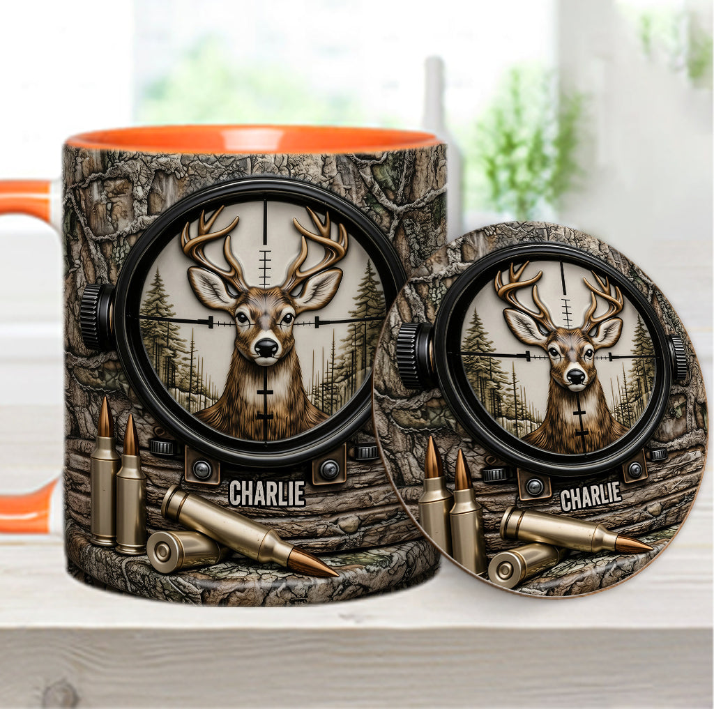Chasse au cerf, cadeau pour chasseur - Mug et sous-verre personnalisés sur le thème de la chasse