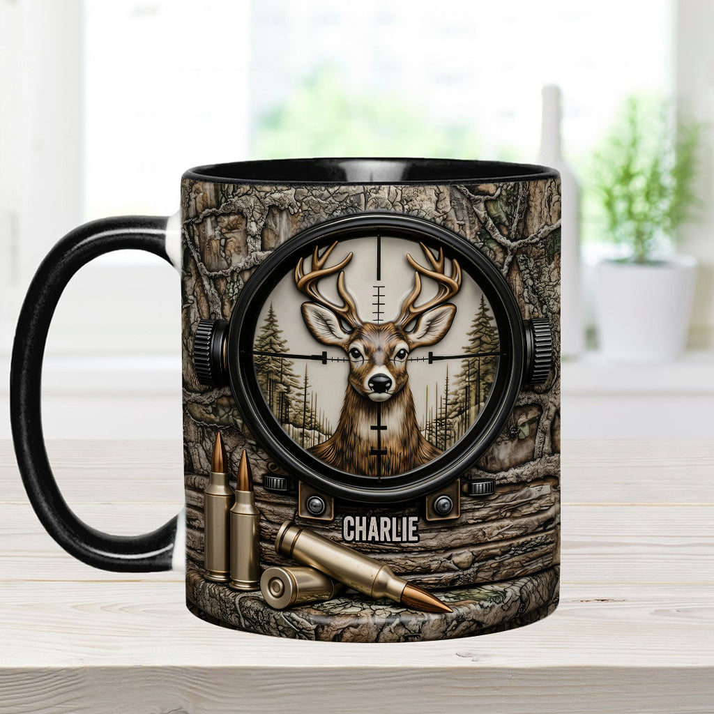 Chasse au cerf, cadeau pour chasseur - Mug et sous-verre personnalisés sur le thème de la chasse