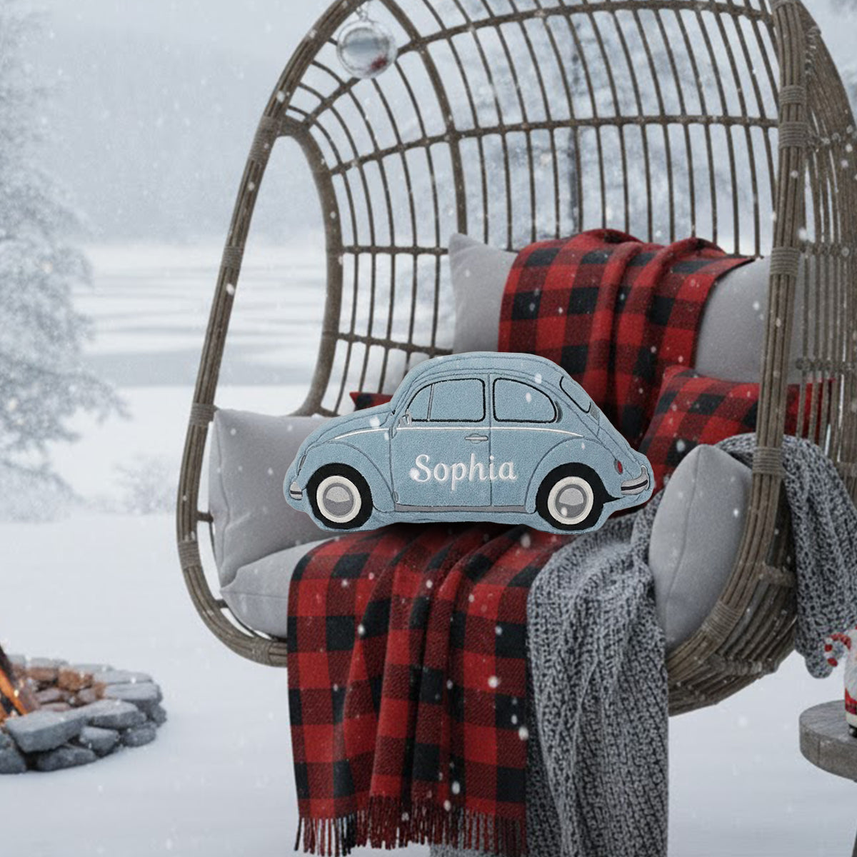 Custom Pillow For Car Lovers - Personalized Car Lover Faux Fur Shaped Pillow