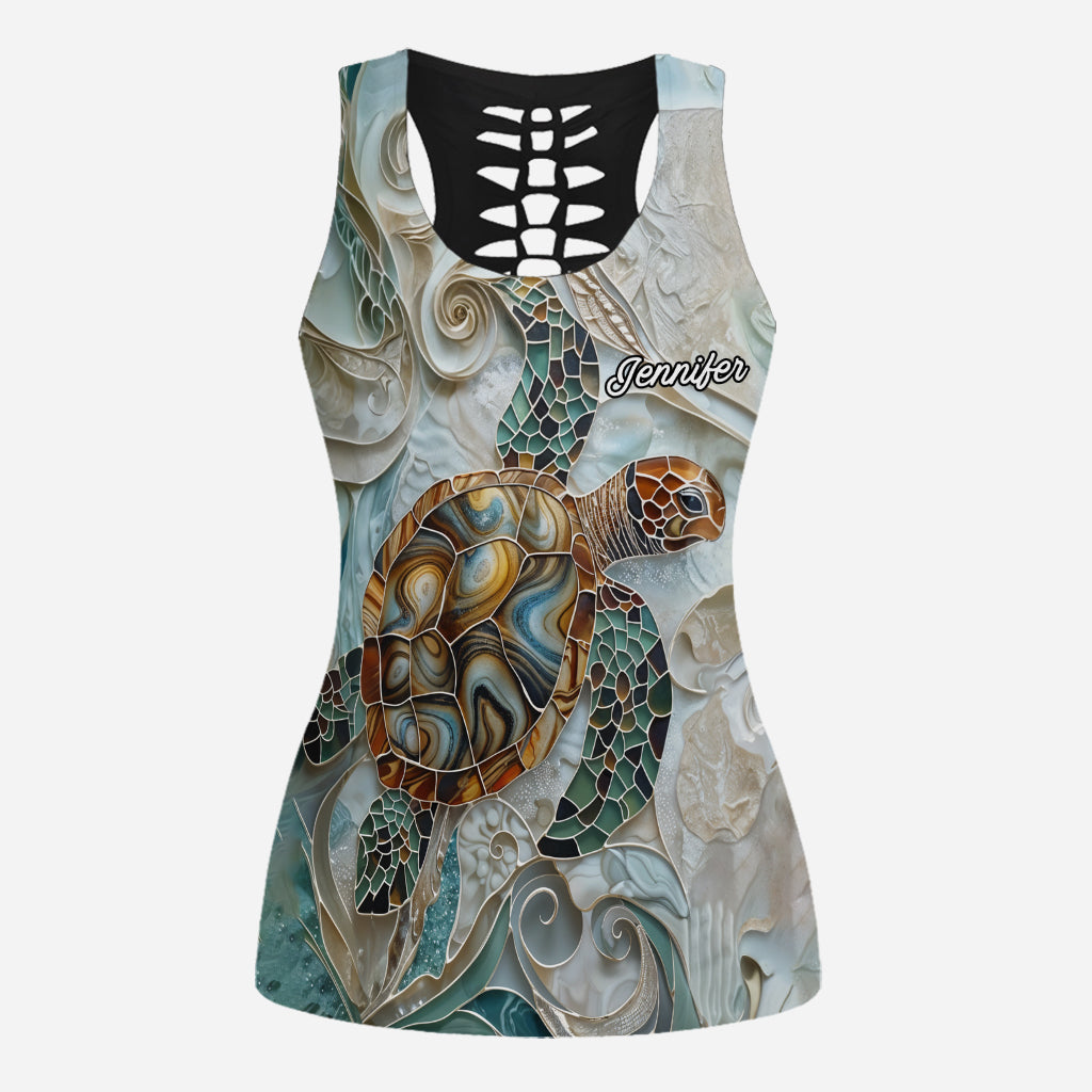 Love Turtles - Personalized Turtle Hollow Tank Top and Leggings