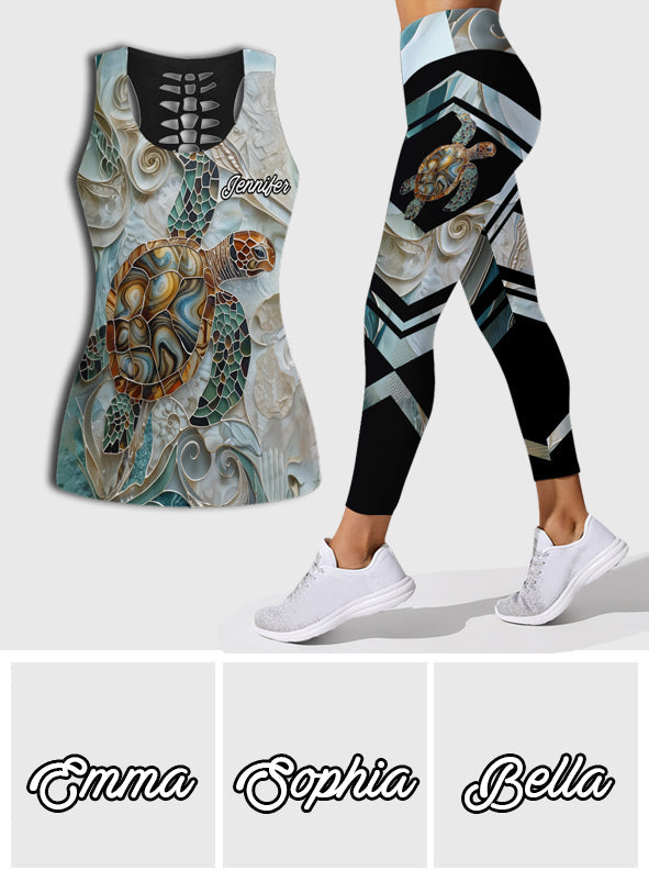 Love Turtles - Personalized Turtle Hollow Tank Top and Leggings